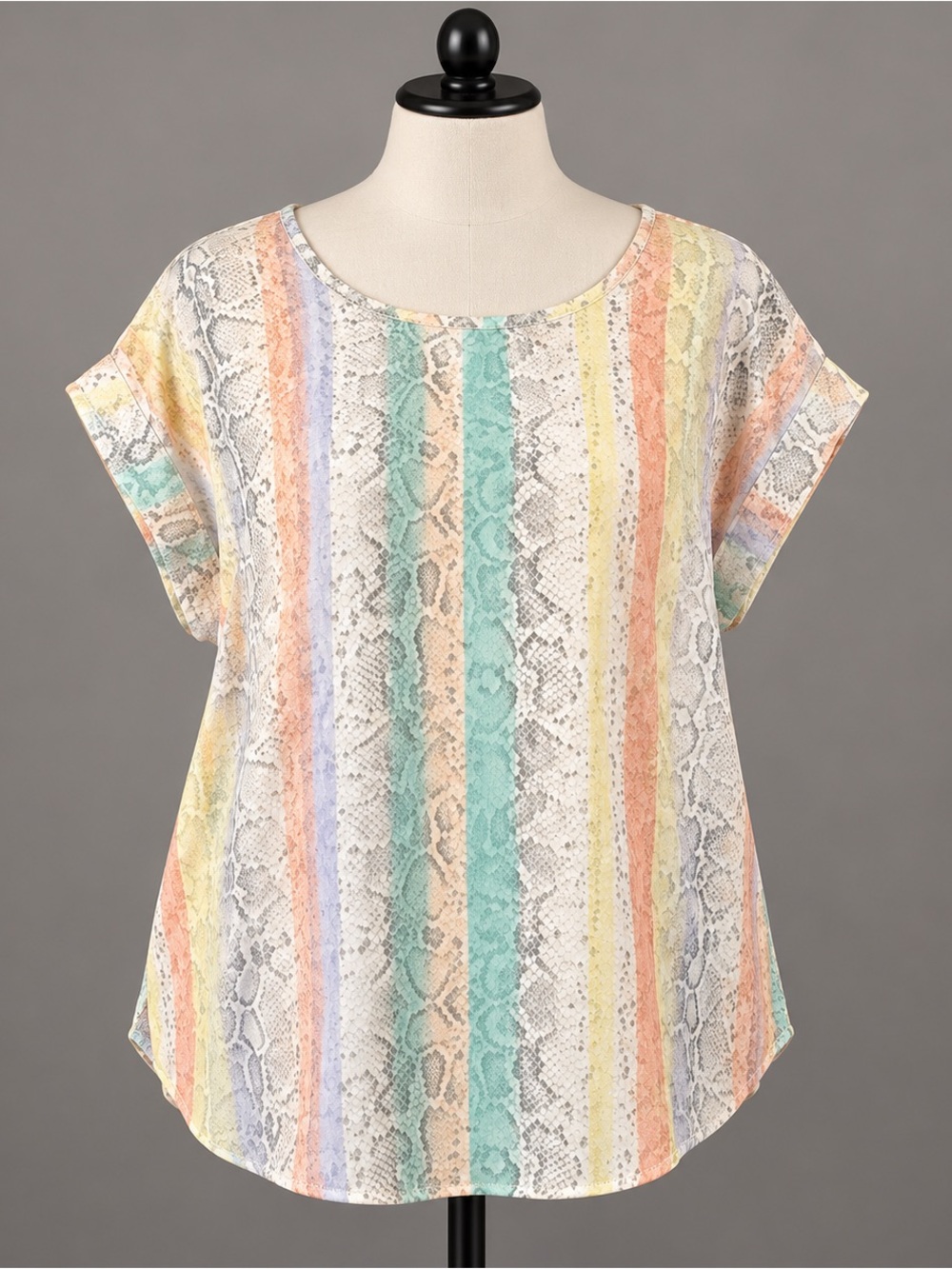 Pastel Snakeskin short sleeve Blouse Medium